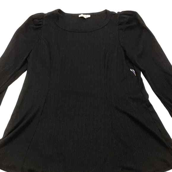 Status By Cheanult Women’s Black Puff Shoulder Long Sleeve Top Size M NWOT - Picture 11 of 16